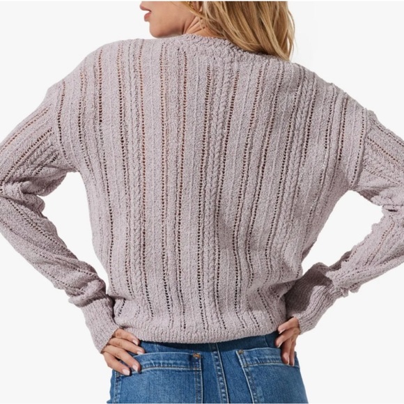 ASTR the Label- Wrap Front Pointelle Sweater in Lavender- Size XS - Picture 9 of 9